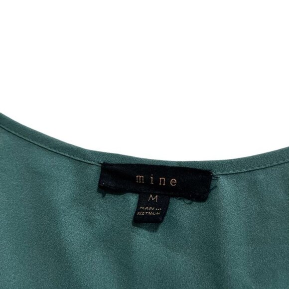 Mine blouse women's M green lightweight flowy long adjustable sleeves - Picture 3 of 9